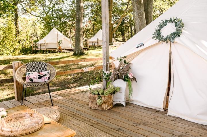 Lakecroft glamping, bell tent's in forest canopy cluster